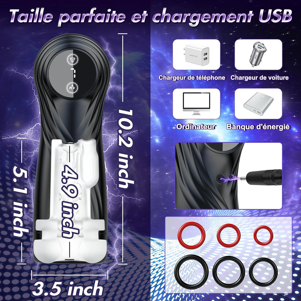 Masturbateurs Masculins Sex Toýs Homme - Masturbateur Homme avec 7 Succion & Vibration & Échappement,Masturbâteur Homme Mains Llibres avec Écran LCD & 3D Vaginette Ultra Réaliste, Sex Toys Couple.