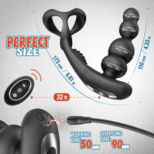 Charger l'image dans la galerie, 4 EN 1 Vibrant Masseurs de Prostate avec Anneau Pénien pour Couple, Vibromasseurs Sex Toys pour Stimulateur Testiculaire et Prostate Homme, Medical Silicone Penis Ring avec 3+10 Modes, Durable