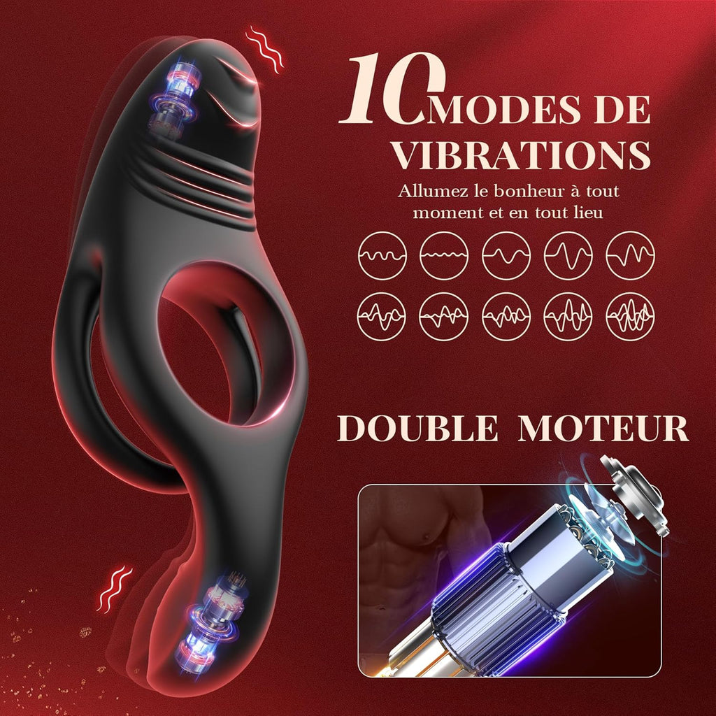 Sex Toys Anneau Penien - Anneau Homme Sex Toýs Couple Homme, Anneau Vibrant Pénis Clitoridienne Sextoyse Couple Plaisir 10 Modes Vibration, Anneaux de Pénis Sextoyse Homme Sex Jouet Sexualité Couple