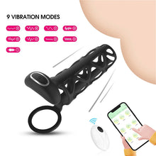 Charger l'image dans la galerie, Gaine Penis avec Anneau Pénien est Doté D’une APP à Distance avec 10 Modes de Vibration