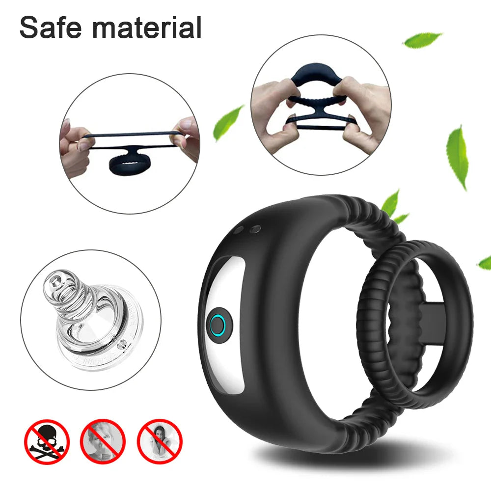 Anneaux vibrants pour couple pour hommes, Anneau pénien 2 en 1 pour un plaisir et une stabilité accrus, 10 vibrations réglables pour des performances plus longues et plus fortes