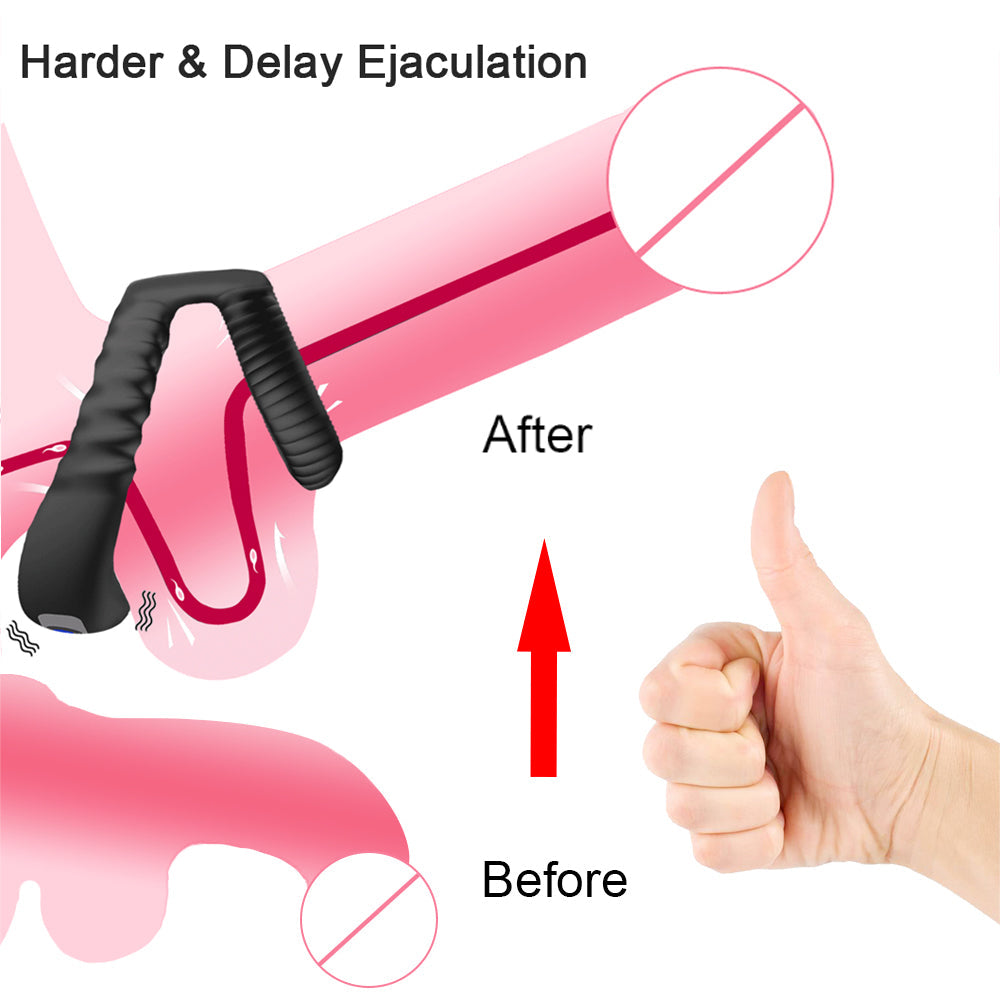 Anneaux vibrants pour couple pour hommes, Anneau pénien 2 en 1 pour un plaisir et une stabilité accrus, 10 vibrations réglables pour des performances plus longues et plus fortes