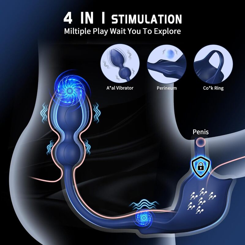 Stimulateur Prostate Vibrant avec 9 Modes de Vibration et Contrôle APP - Un sextoy révolutionnaire 3 en 1 combine plug anal et anneau pénien un plaisir sexuel plus intense!