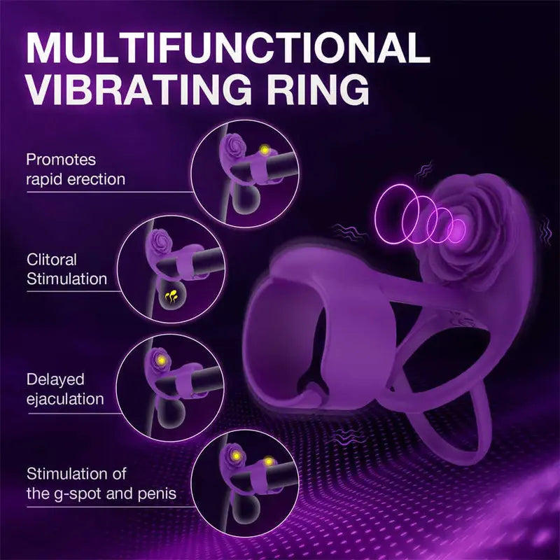 Anneaux péniens en silicone Vibrateur avec 10 modes de vibration