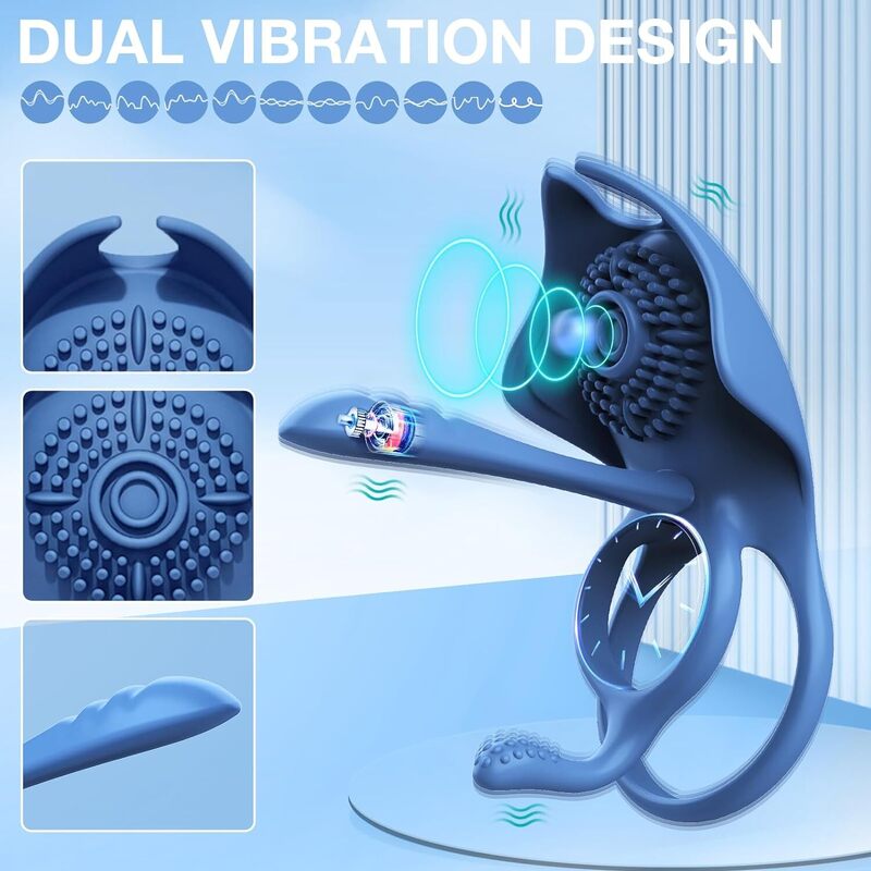 Vibrateur 4 en 1 anneau pénien, Vibrateur Anneau Pénien avec 5 Modes de Vibration, avec App