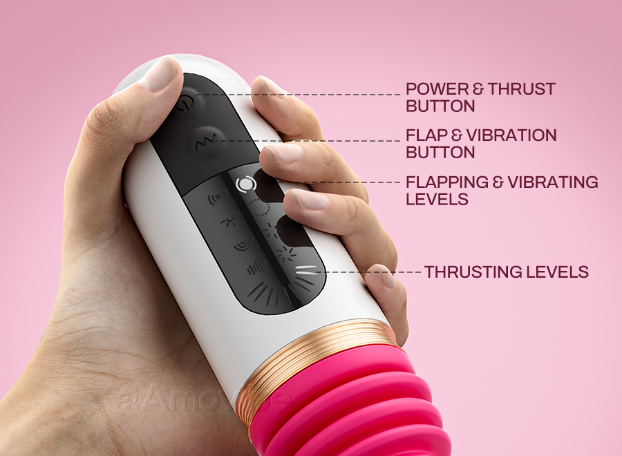 Dyno360°  Vibromasseur Poussant avec Claquement et Vibration (Base Ventouse Incluse)