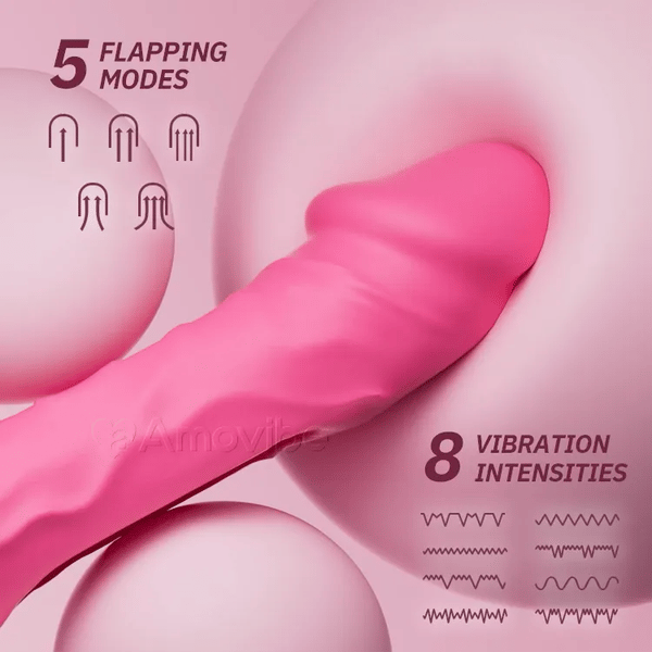 Dyno360°  Vibromasseur Poussant avec Claquement et Vibration (Base Ventouse Incluse)