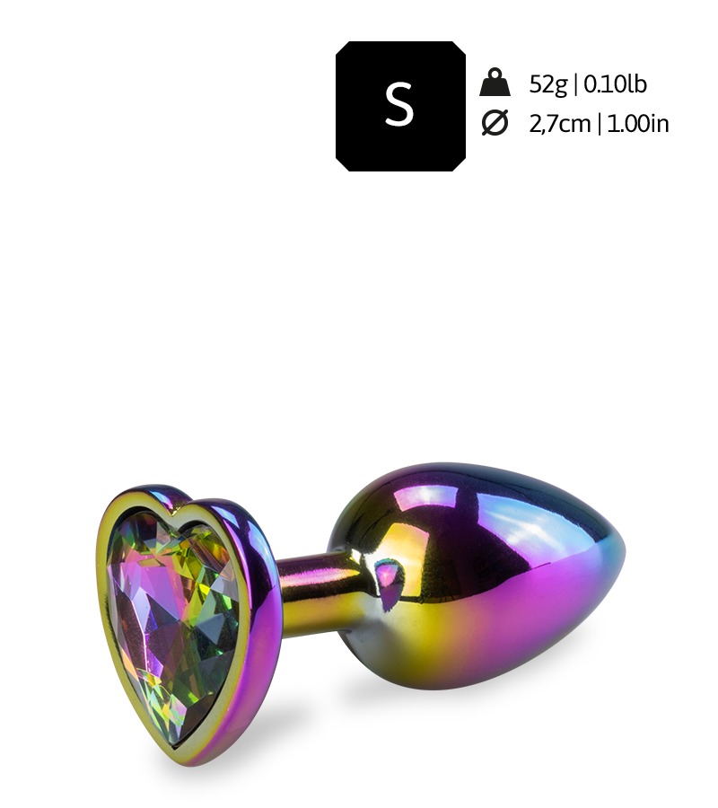 Bijou anal rosebud cœur arc-en-ciel S