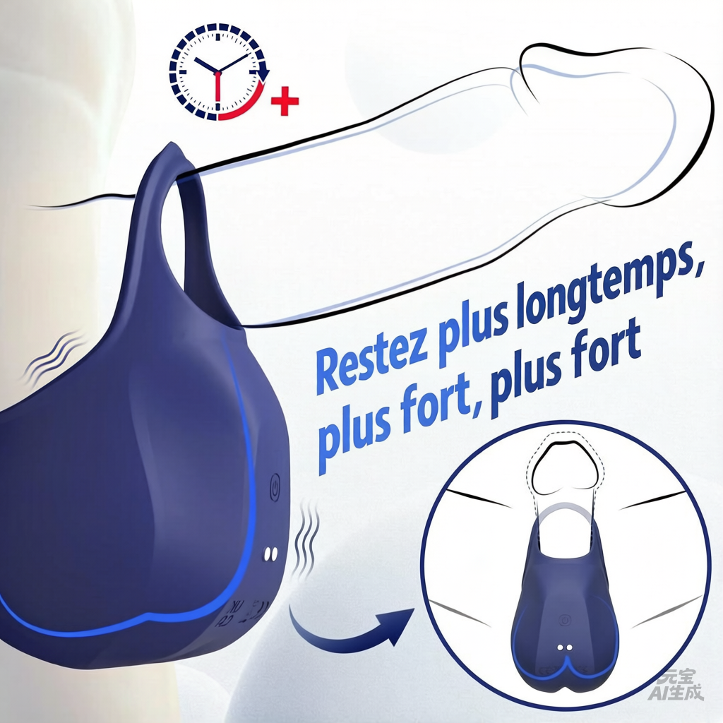 Anneau pénien et masseur pour testicules avec 10 modes de vibration et de pulsation