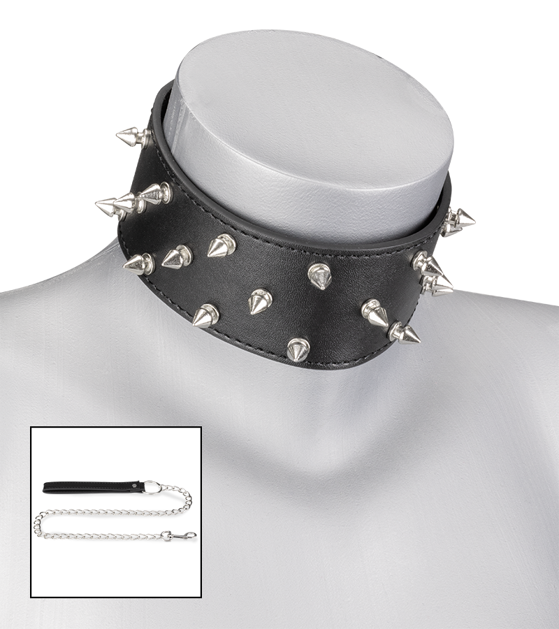 Collier BDSM cuir et pointes