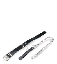 Charger l'image dans la galerie, Collier cuir BDSM 1 anneau avec chaine