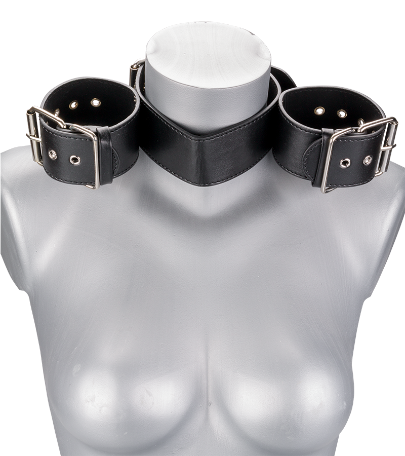Contrainte BDSM cou et poignets