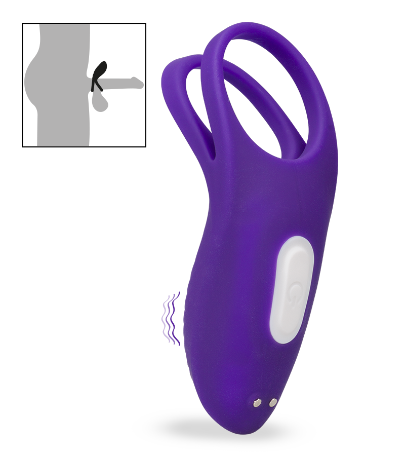 Double anneau vibrant avec stimulateur de clitoris Bucci