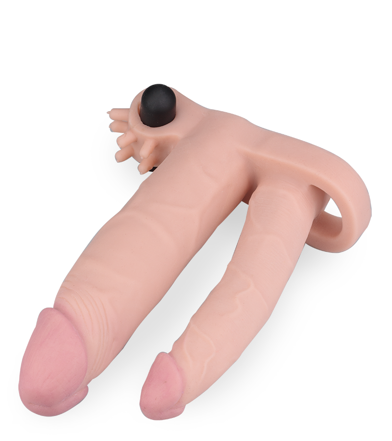 Gaine double pénis vibrant stimulateur clitoris