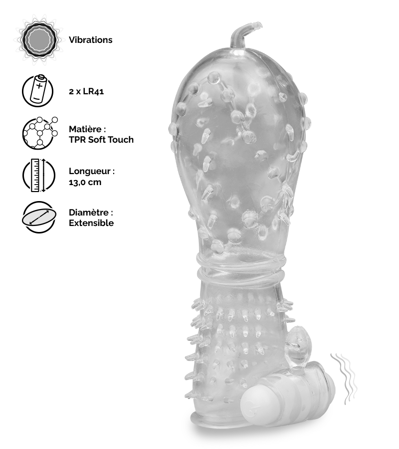 Gaine réaliste crystal picots vibrante