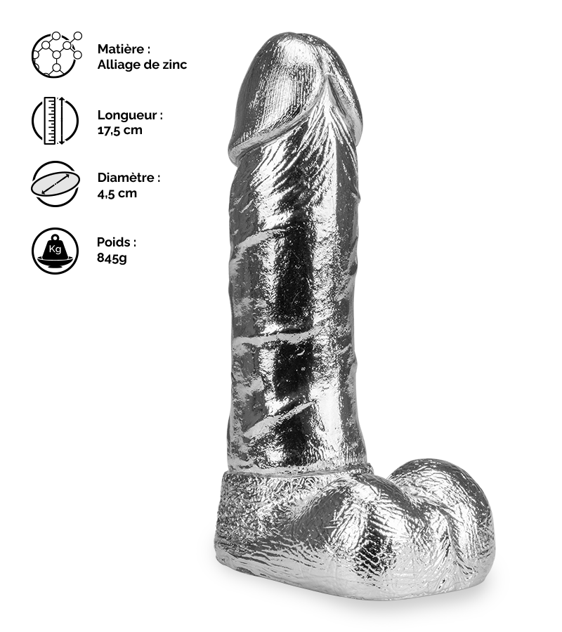Gode réaliste en métal Rocky