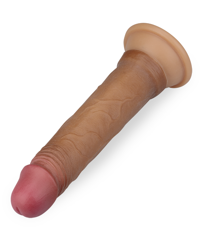 Gode réaliste ventouse silicone liquide double couche