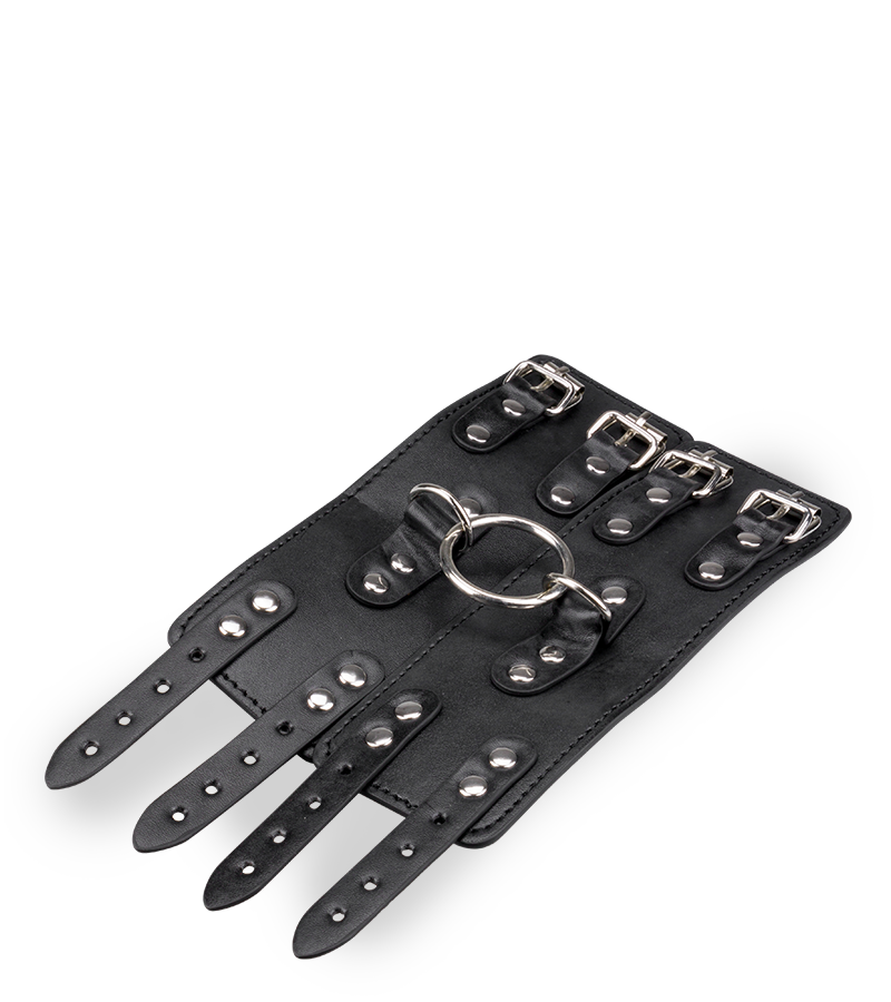 Menottes poignets réglables cuir noir BDSM