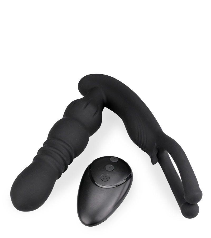 Plug anal masseur de testicules vibrant et va-et-vient Ode