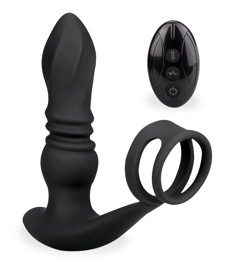 Plug anal vibrant et va-et-vient avec double cockring Toronto