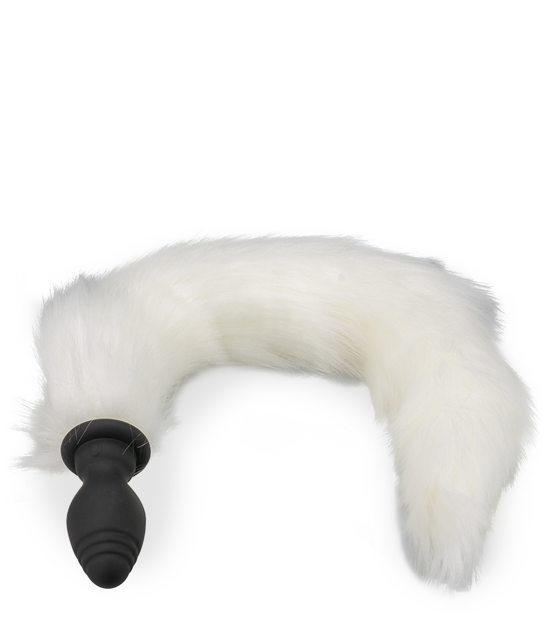 Plug vibrant avec queue fourrure synthétique blanche
