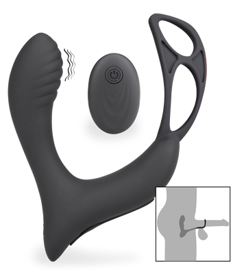 Stimulateur de prostate vibrant avec double cockring Pro P