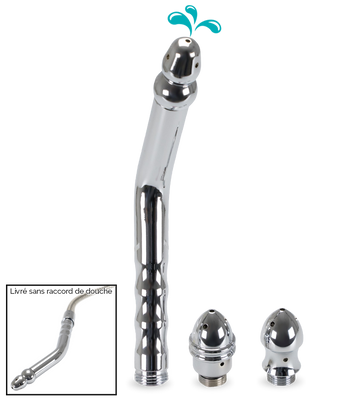 Triple embout de douche plug anal enema courbé