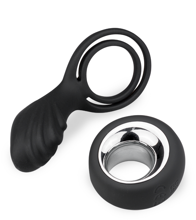 Vibro pour couple avec anneaux cockring et testicules USB