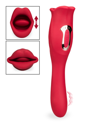 Vibromasseur 2-en-1 avec bouche et langue vibrante Sweet Kiss